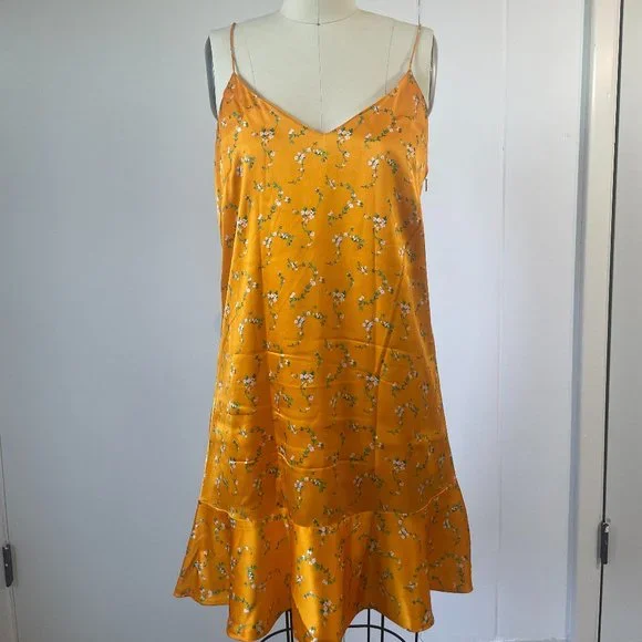 Caroline Constas | Dresses | Caroline Constas Tina Orange Floral Silk Mini  Slip Dress | Poshmark